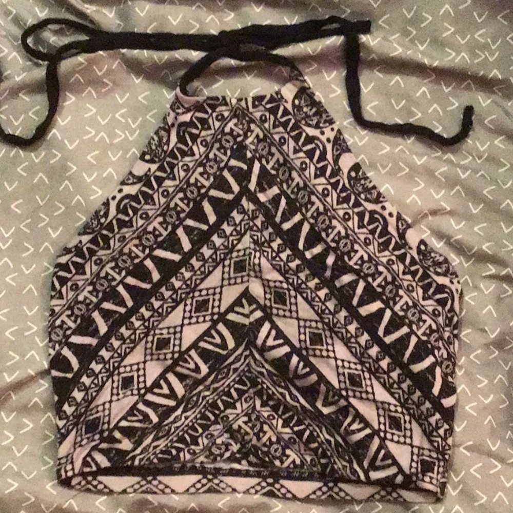 Aztec print halter crop top
